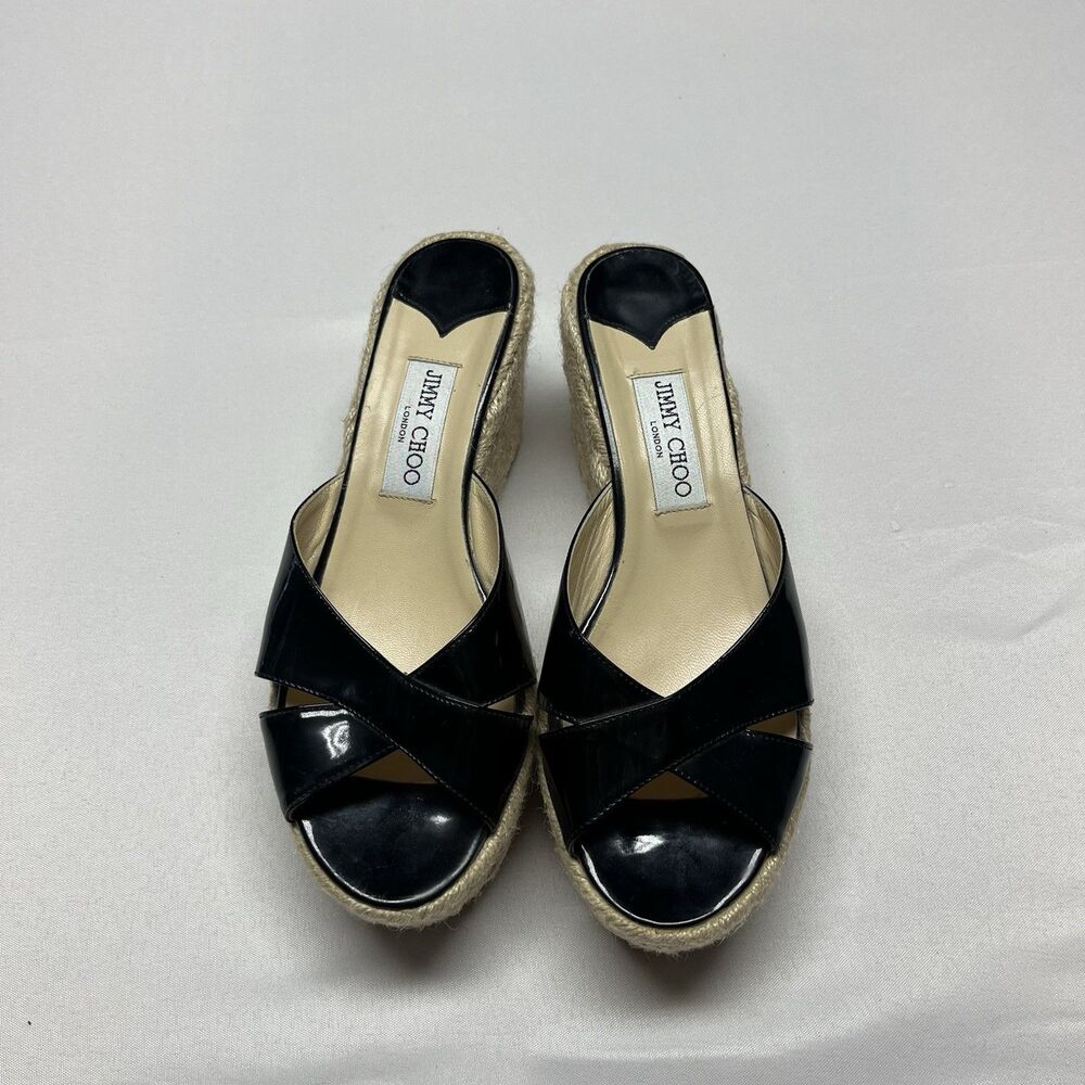 Jimmy Choo Black Platform Espadrille Sandals - Picture 2 of 10